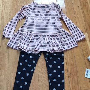 Striped shirt and heart leggings
